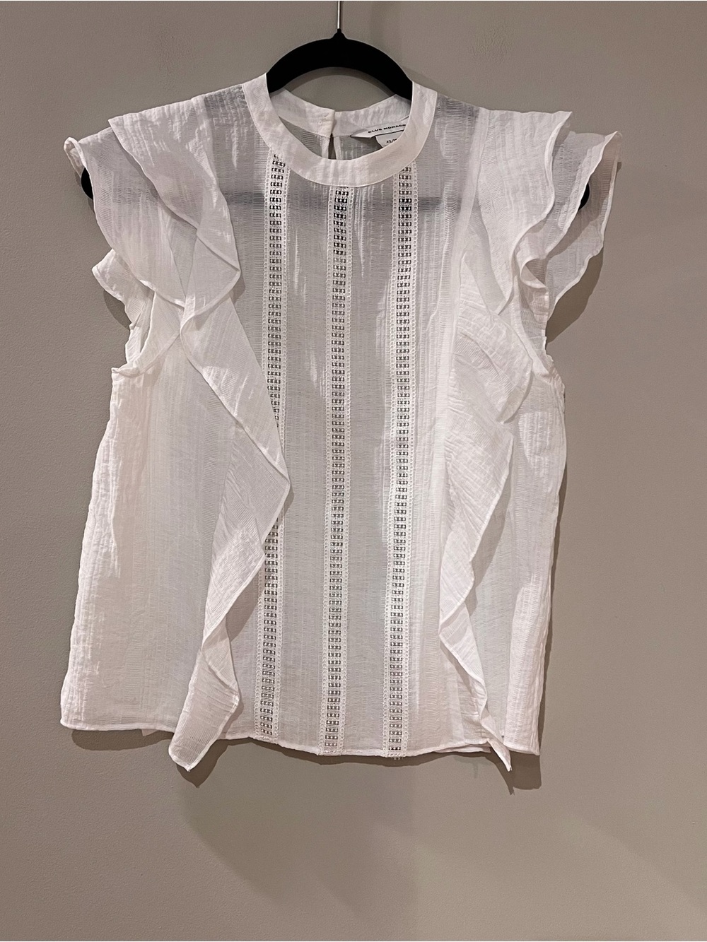 Club Monaco White Ruffle Sleeveless Blouse